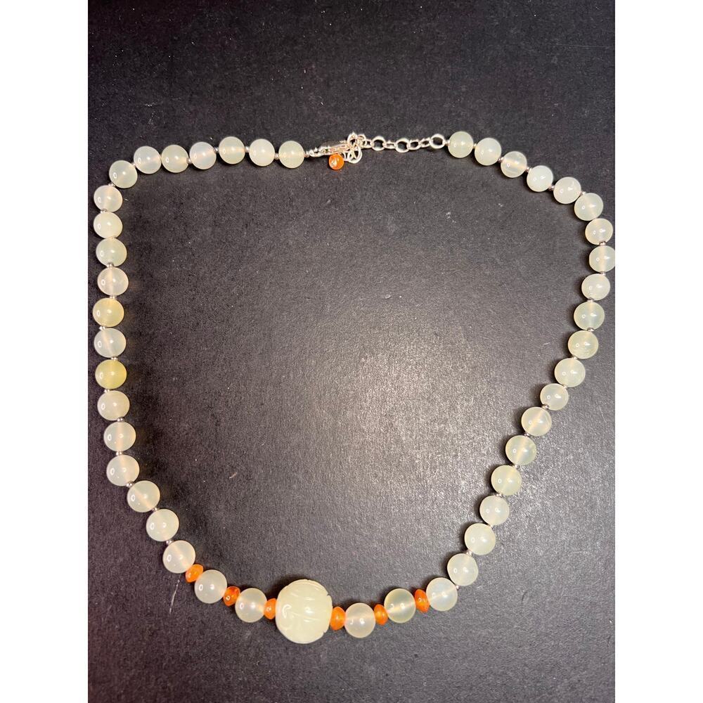 NEW serpentine and carnelian necklace with sterling silver clasp